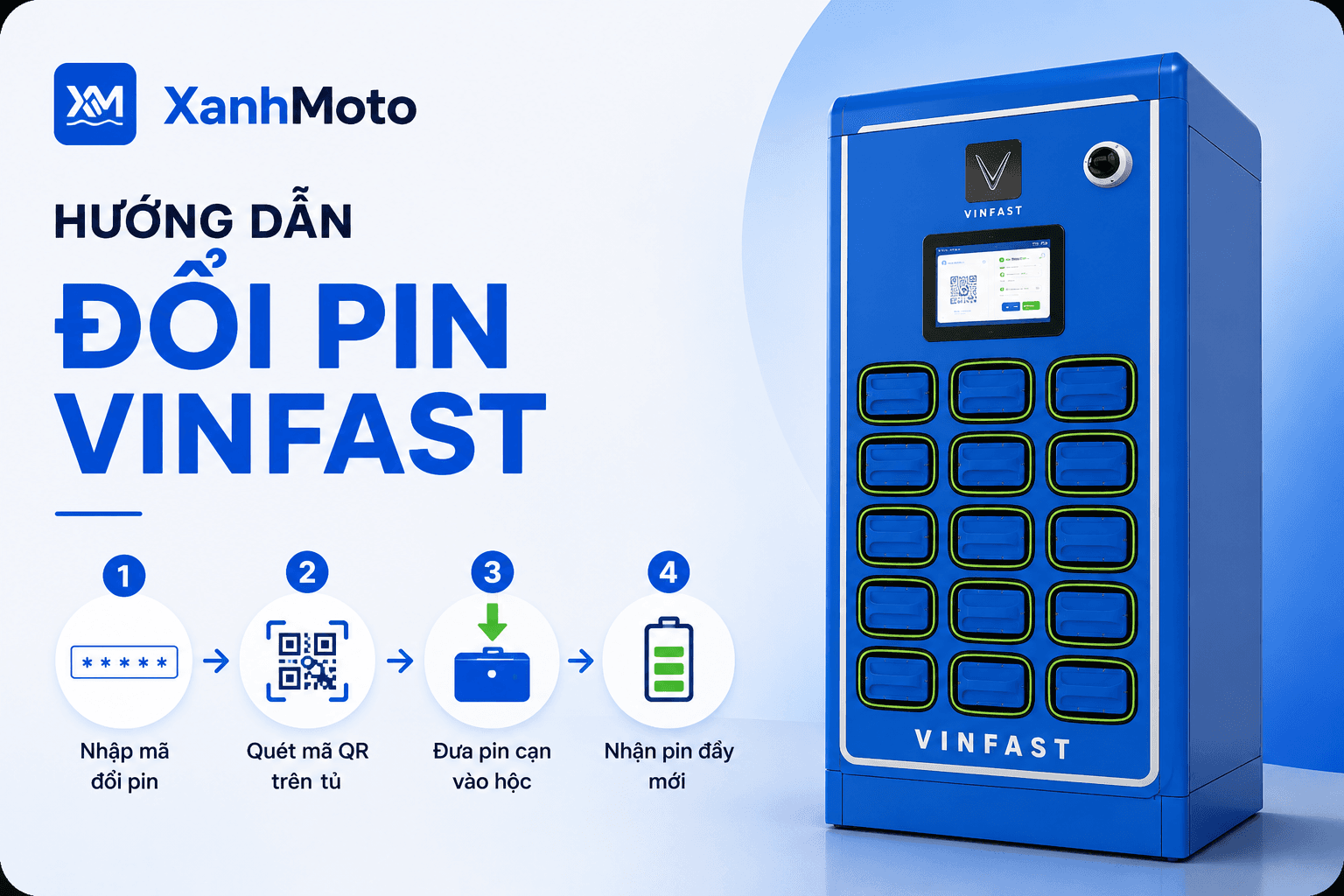 Hướng Dẫn Đổi Pin Cho Khách Thuê Xe Máy Điện VinFast Tại XanhMoto