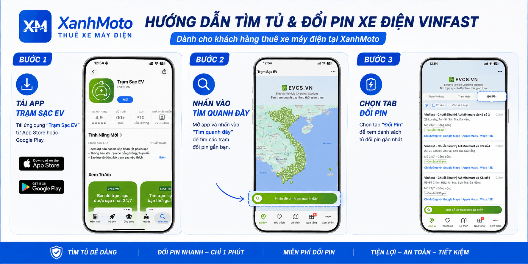 3 Bước Tìm Tủ Đổi Pin VinFast Gần Nhất Bằng App Trạm Sạc EV