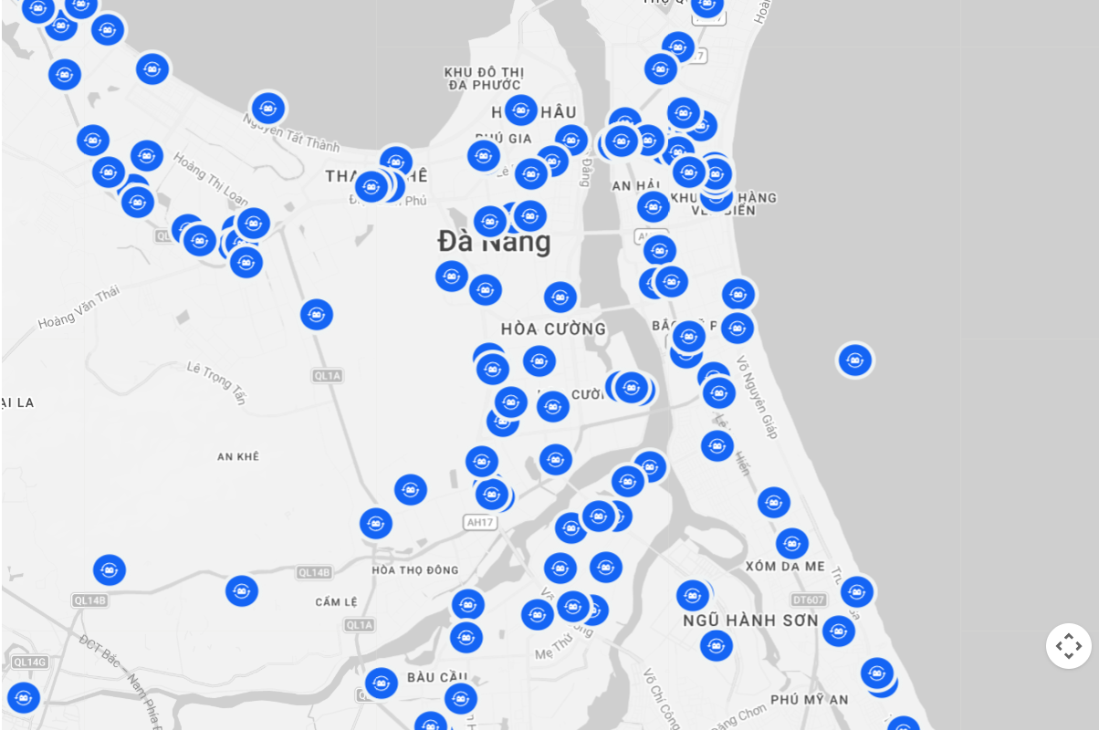trạm sạc và đổi pin quanh khu vực trung tâm Đà Nẵng