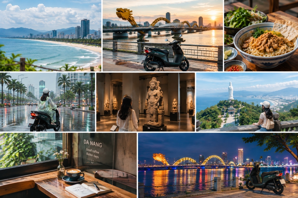 Highlights of visiting Da Nang in October: My Khe beach, Dragon Bridge, Cham Museum, warm noodle bowls and rainy day cafe vibes